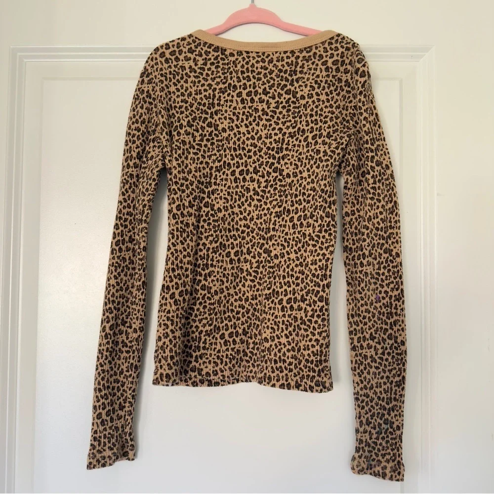 GAP Beige Leopard Print Knit Long Sleeve Top Girls Medium